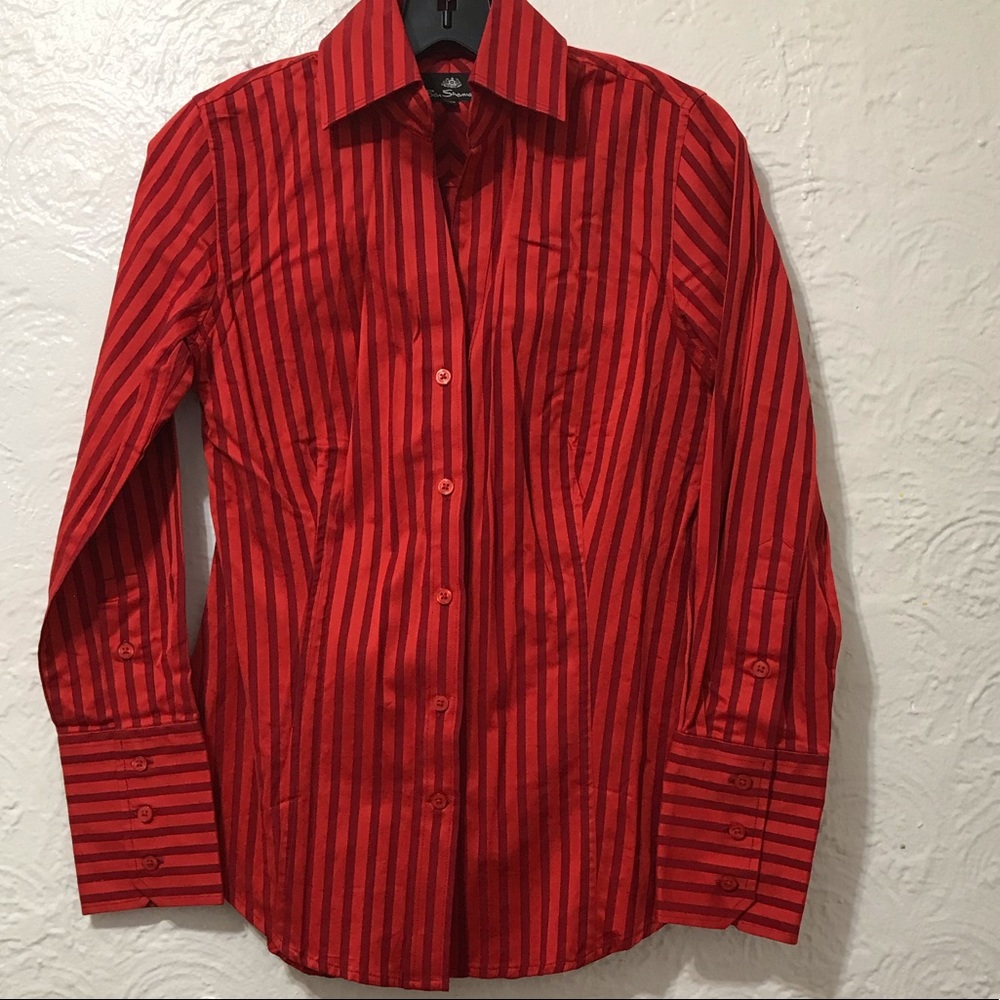Ben Sherman Striped Button Up Shirt - Red/ Medium